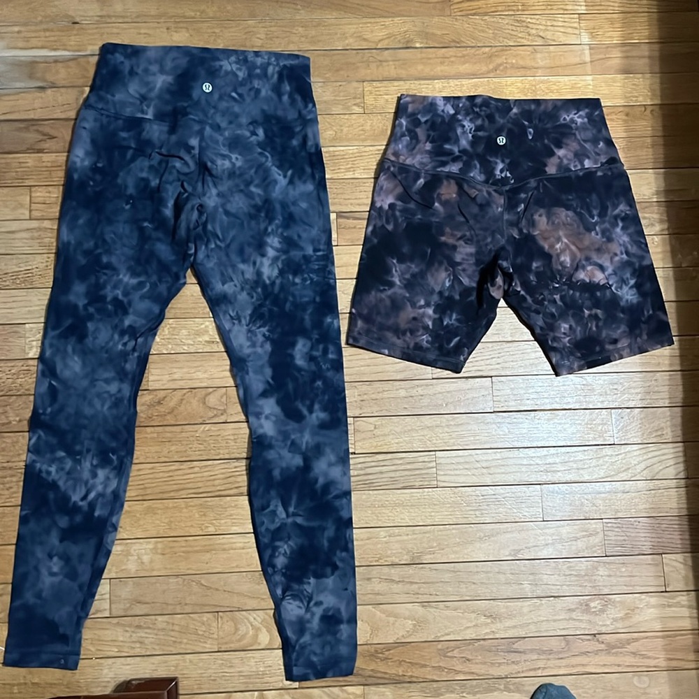 Lulu Lemon Tie Dye bundle Leggings and Shorts , Size- 10! EUC